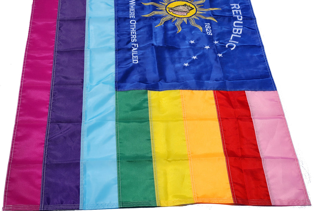 Embroidered Conch Republic Rainbow Pride LGBTQ Gay Lesbian Flag with Canvas Header from Key West, Florida