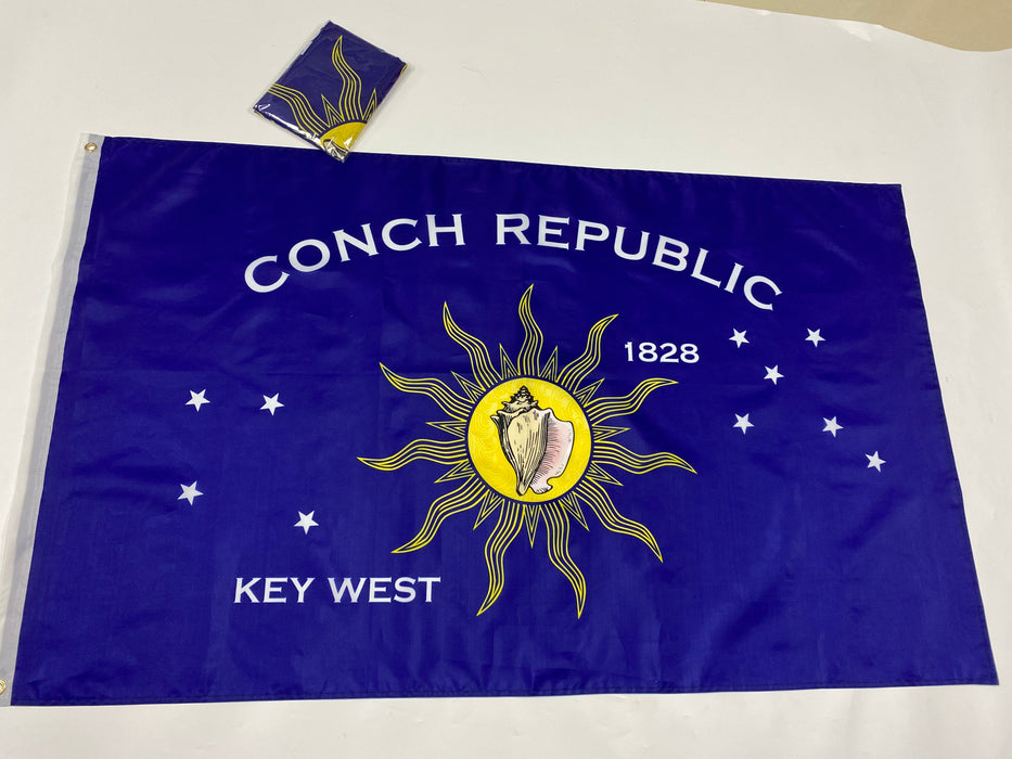 Conch Republic Flag and 8 Stripe Key West Rainbow LGBTQ Gay Lesbian Silk Screen Printed Flag Package