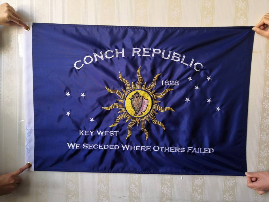 "We Seceded Where Others Failed"  2 ft. x 3 ft. Embroidered Key West Conch Republic Single-Sided Heavy Duty 300D Nylon Flag